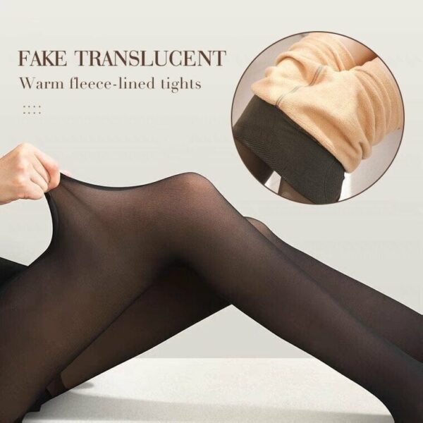 Flawless Legs Fake Translucent Warm Plush Lined Elastic Tights - Image 2
