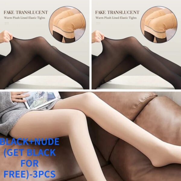 Flawless Legs Fake Translucent Warm Plush Lined Elastic Tights - Image 11