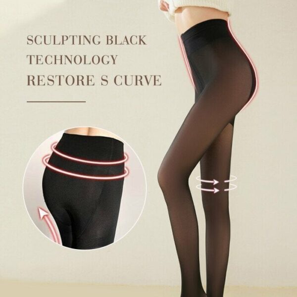 Flawless Legs Fake Translucent Warm Plush Lined Elastic Tights - Image 4